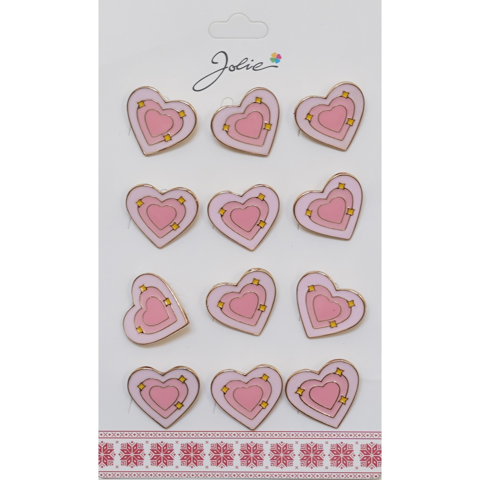 Seturi Brose - Set 12 Brose Martisor pentru Copii Inima in Inima Roz cu Stelute