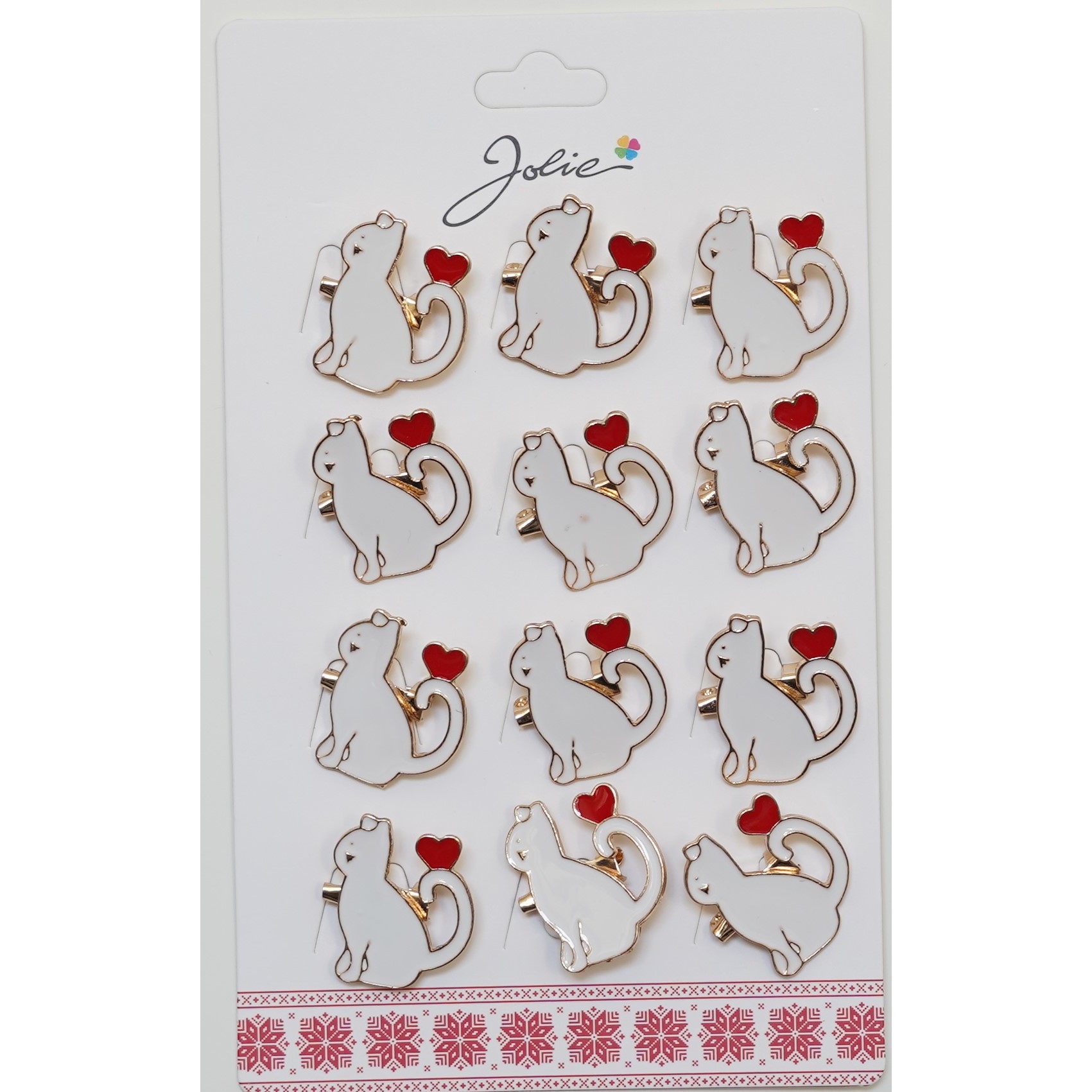 Set 12 Brose Martisor pentru Copii Pisica cu Inima pe Coada [1]