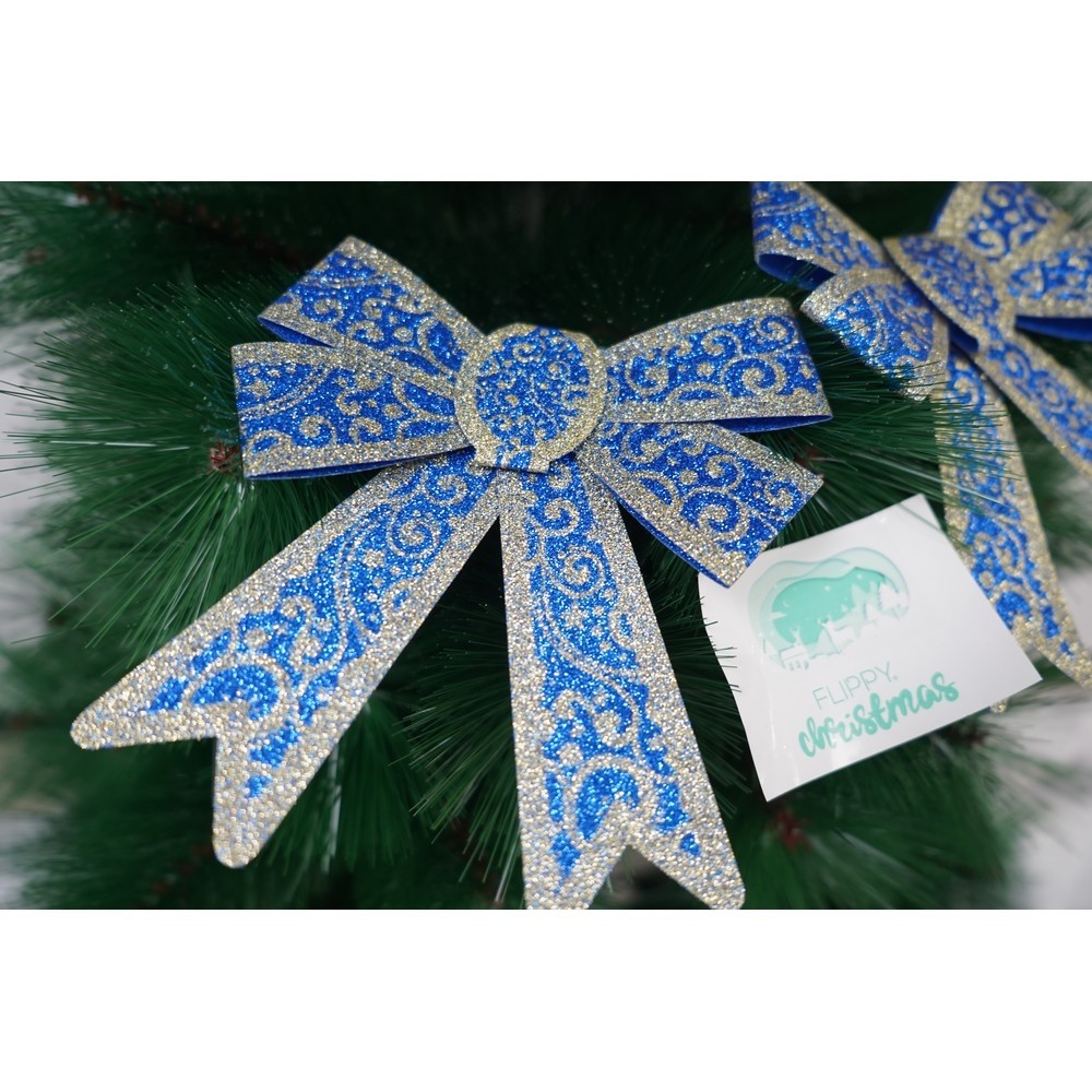 Set 2 fundite pentru brad, Albastre, model spiralat, cu margini aurii, 13 x 18 cm, PVC,  [2]