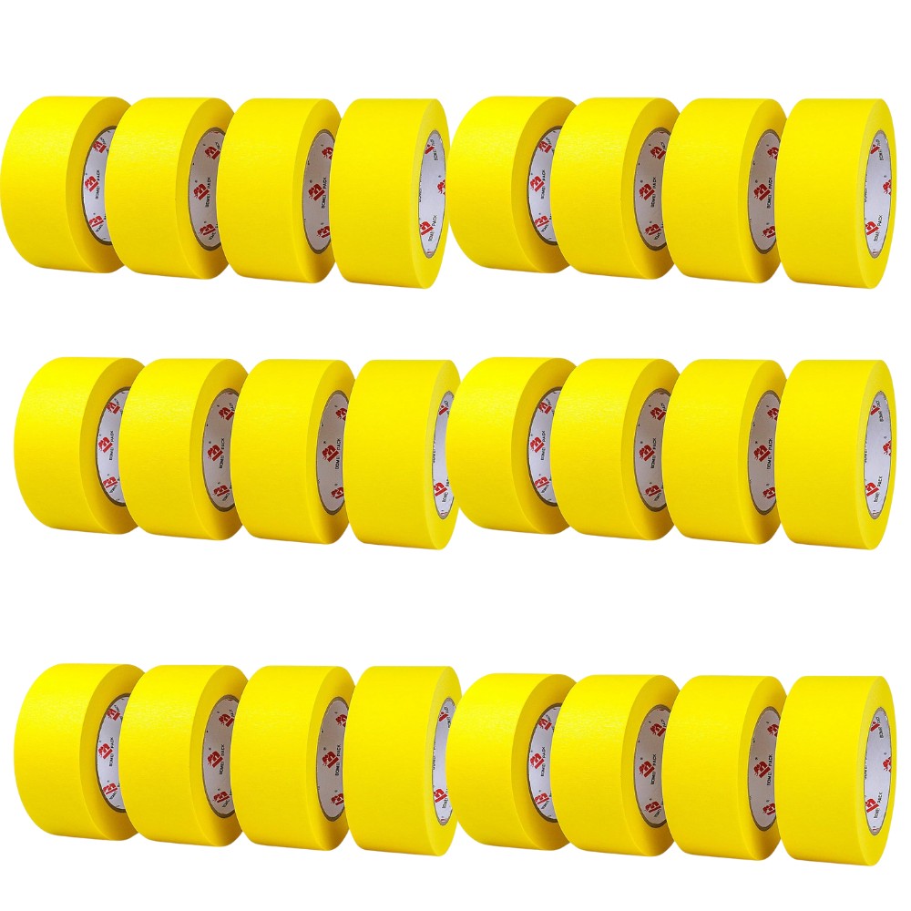 ✨TOATE PRODUSELE✨ - Set 24 Role Banda Adeziva de Mascare, Rezistenta UV, 48mmx50m, Rezistenta, Aderenta, Galbena