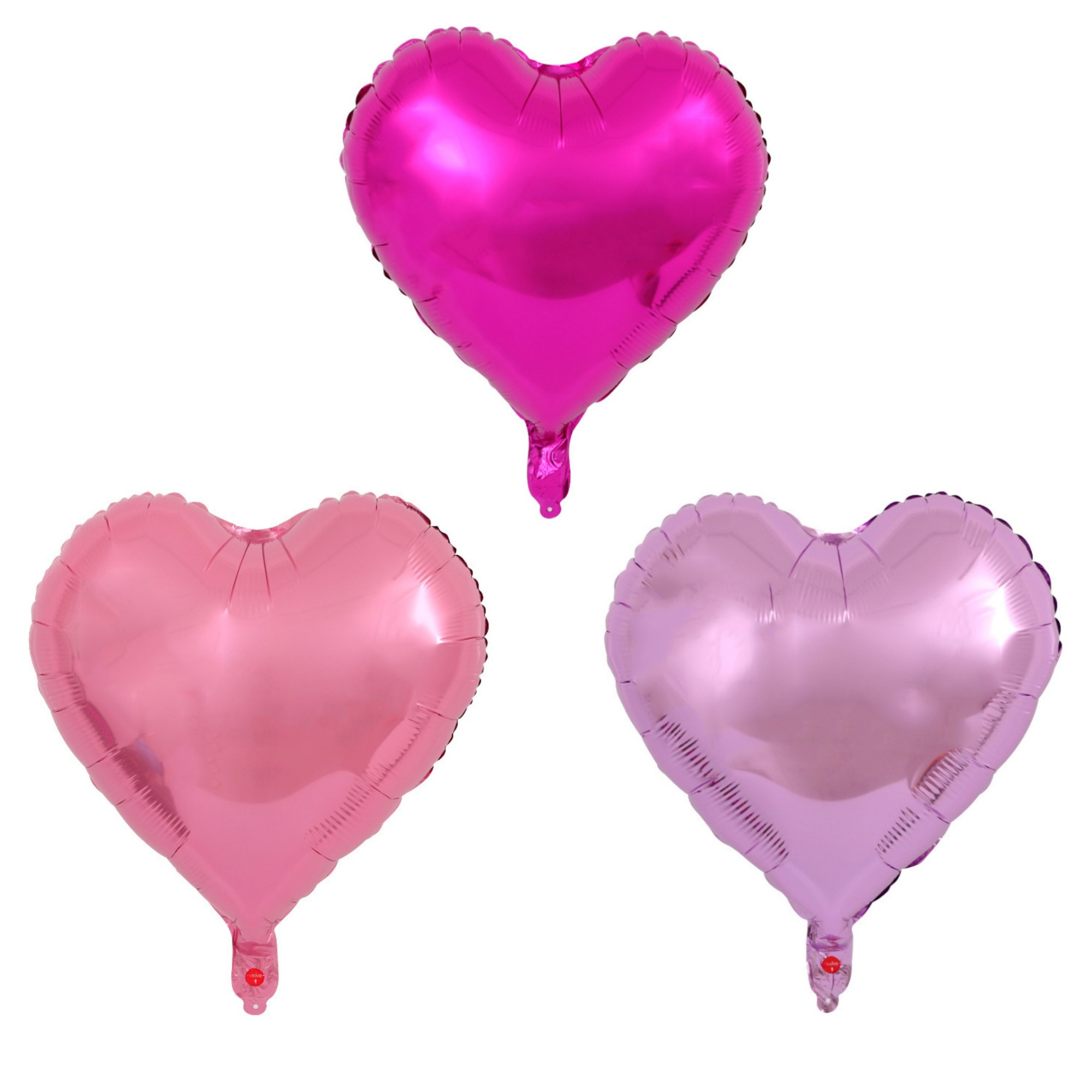 Seturi Baloane Folie - Set 3 Baloane din Folie Metalizata, , Figurina Inima, Tema Ziua Indragostitilor, 45 cm, Ambalaj Individual, Pai Inclus, Umflare cu Aer sau Heliu, Roz