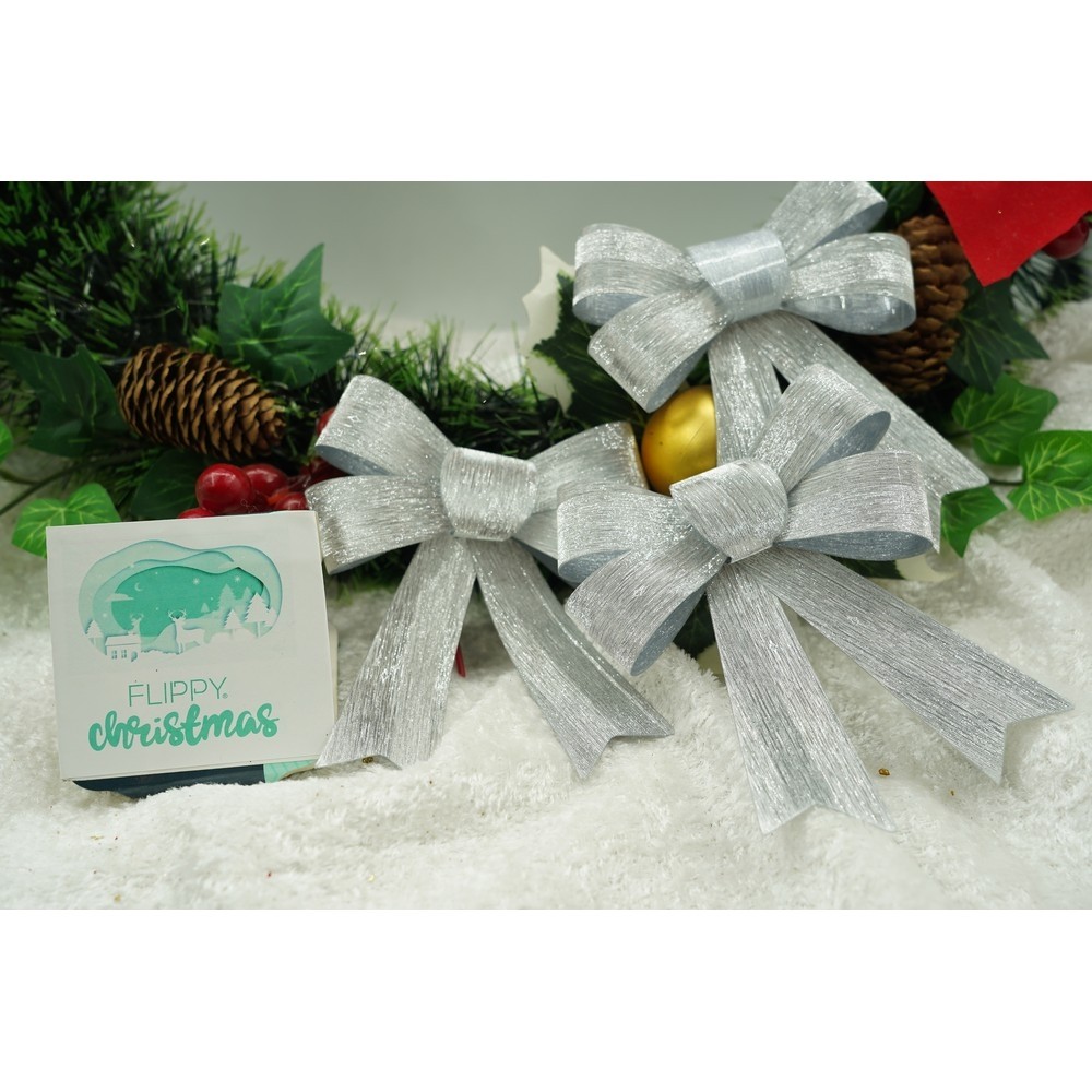 Set 3 fundite pentru brad, Argintii, 10 x 11 cm, din poliester,  [4]