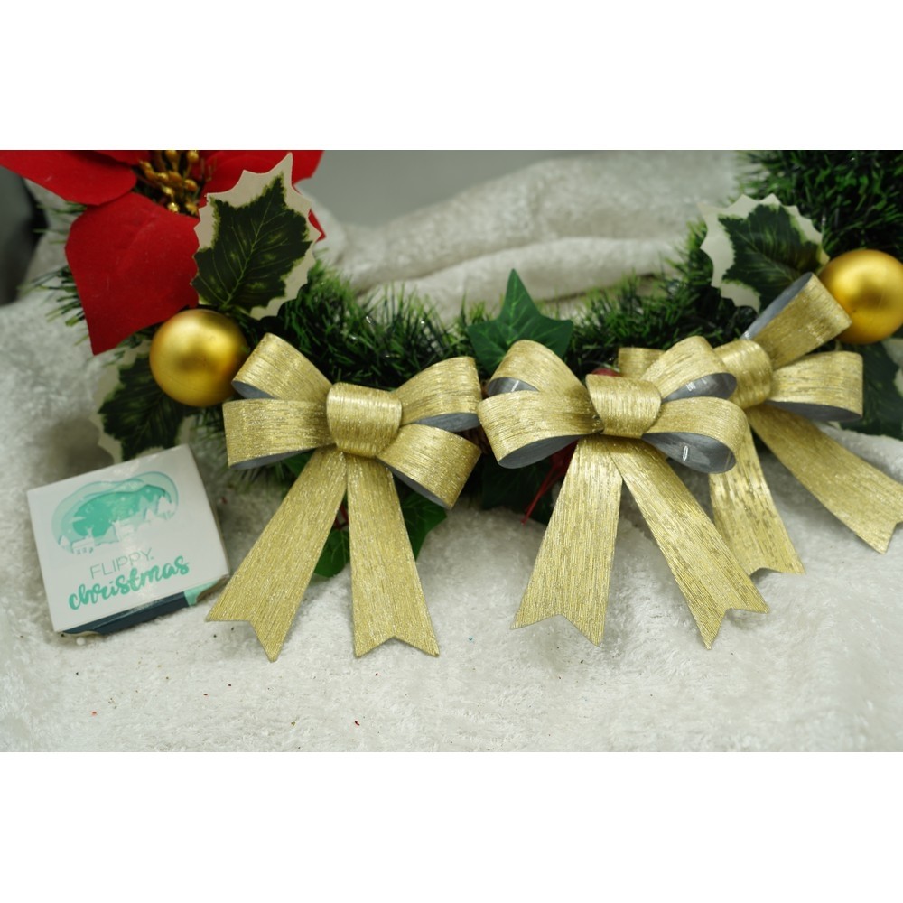 Set 3 fundite pentru brad, Aurii, 10 x 11 cm, din poliester,  [4]