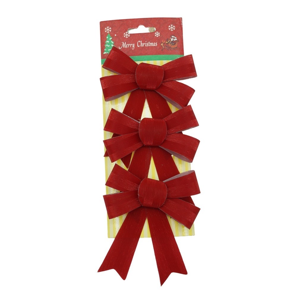 Fundite Brad - Set 3 fundite pentru brad, Rosii, 10 x 11 cm, din poliester, 