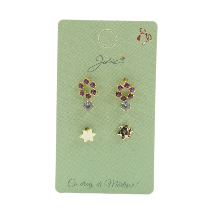 Cercei - Set 3 Perechi Cercei Cerc, Piatra, Stea