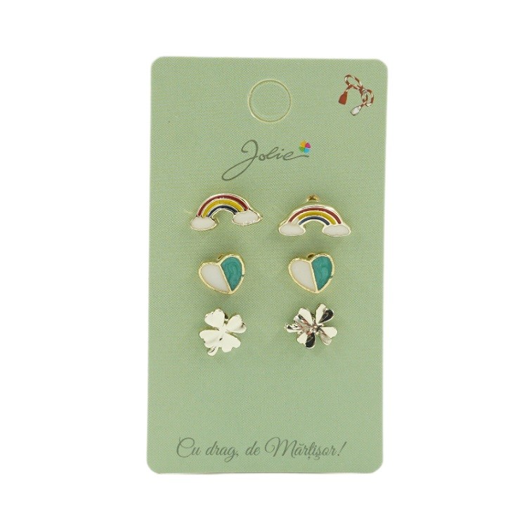 Cercei - Set 3 Perechi Cercei Curcubeu, Inima, Trifoi