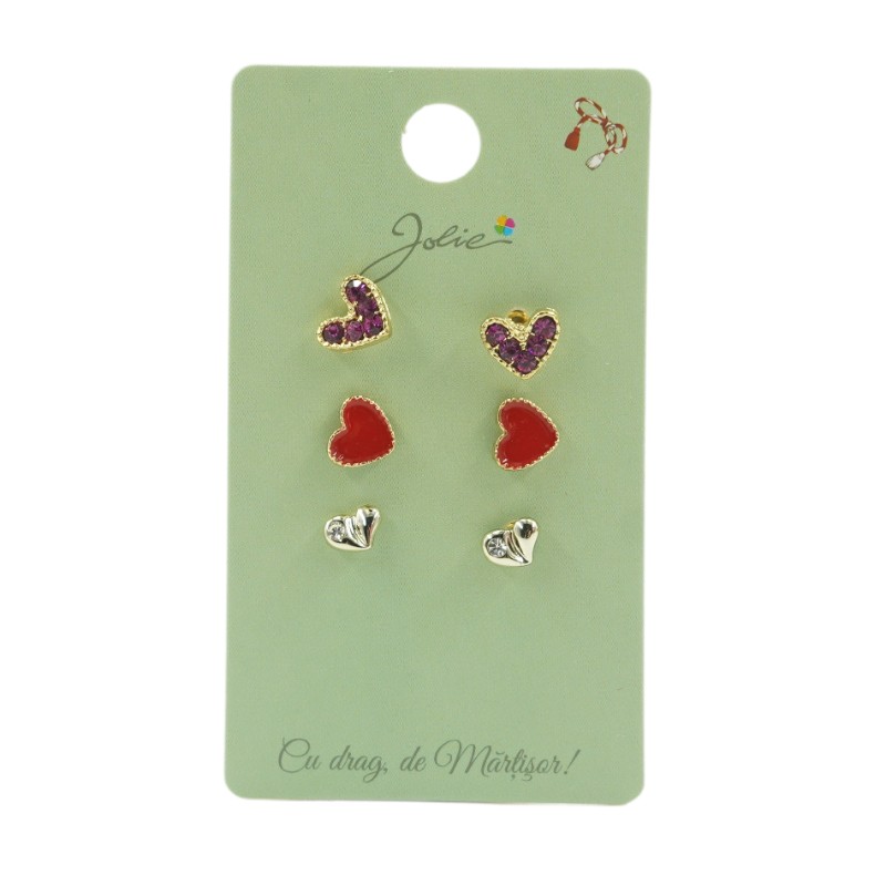 Cercei - Set 3 Perechi Cercei Inimioare