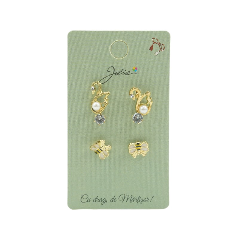 Cercei - Set 3 Perechi Cercei Lebada, Piatra, Albinuta