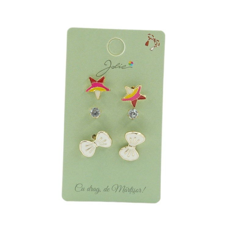 Cercei - Set 3 Perechi Cercei Stea, Piatra, Fundita