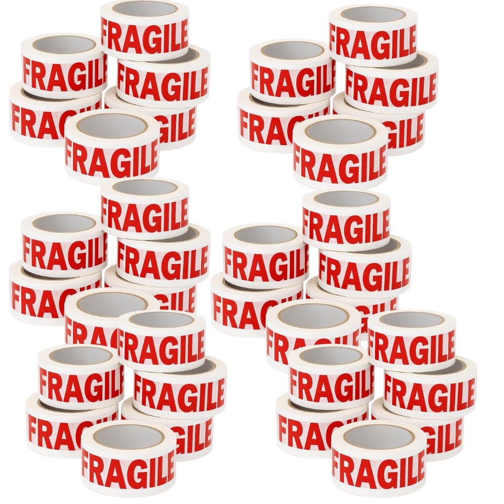 ✨TOATE PRODUSELE✨ - Set 36 Role Banda Adeziva Fragile, Low Noise, 50mmx66m, Sigilare Colete/Pachete Sensibile, Transparent