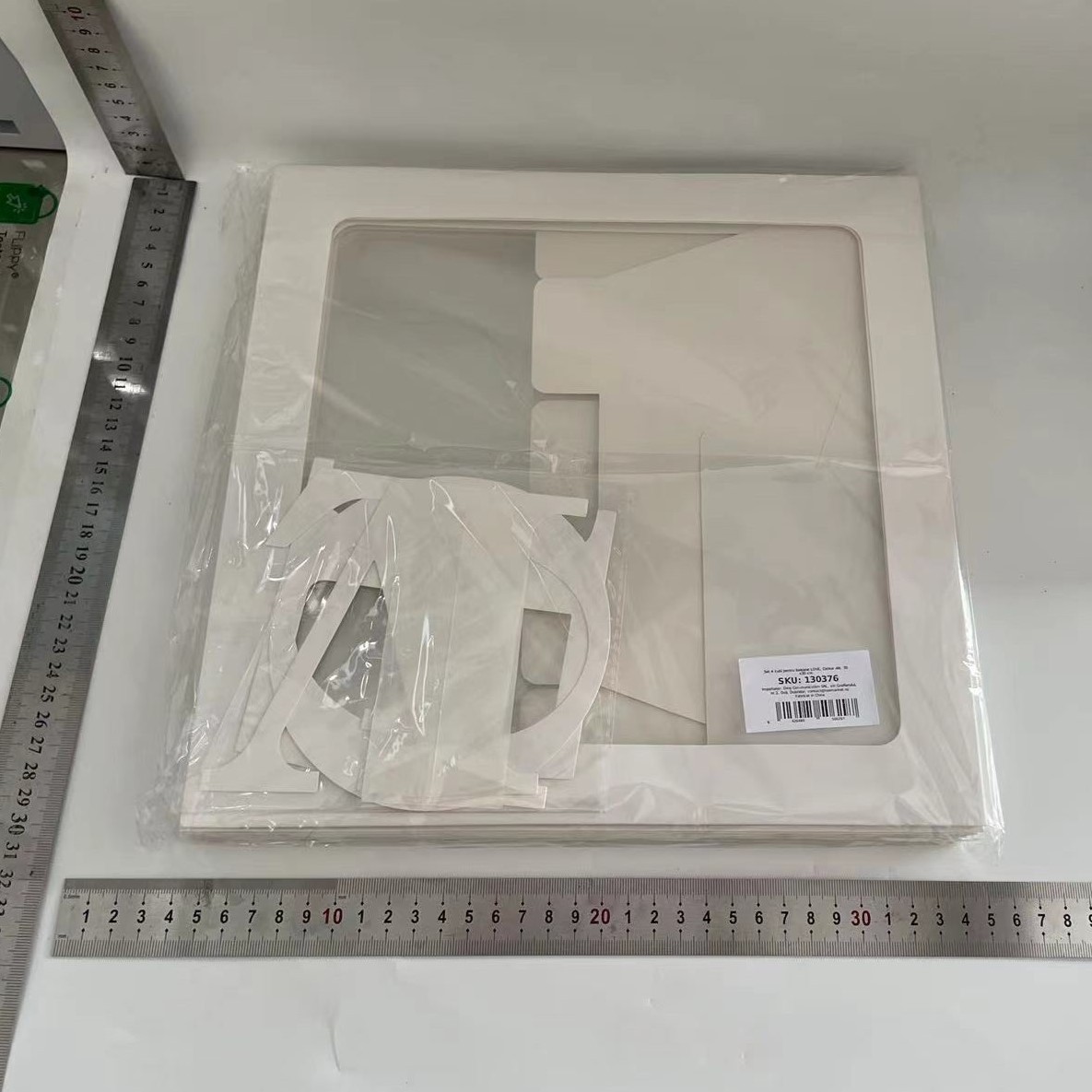 Set 4 Cutii pentru Baloane, , Model Scris Love, Tematica Iubire, Cuburi Decorative din Plastic, Accesorii pentru Petrecere, 30 x30 cm, Transparente Contur Alb [9]