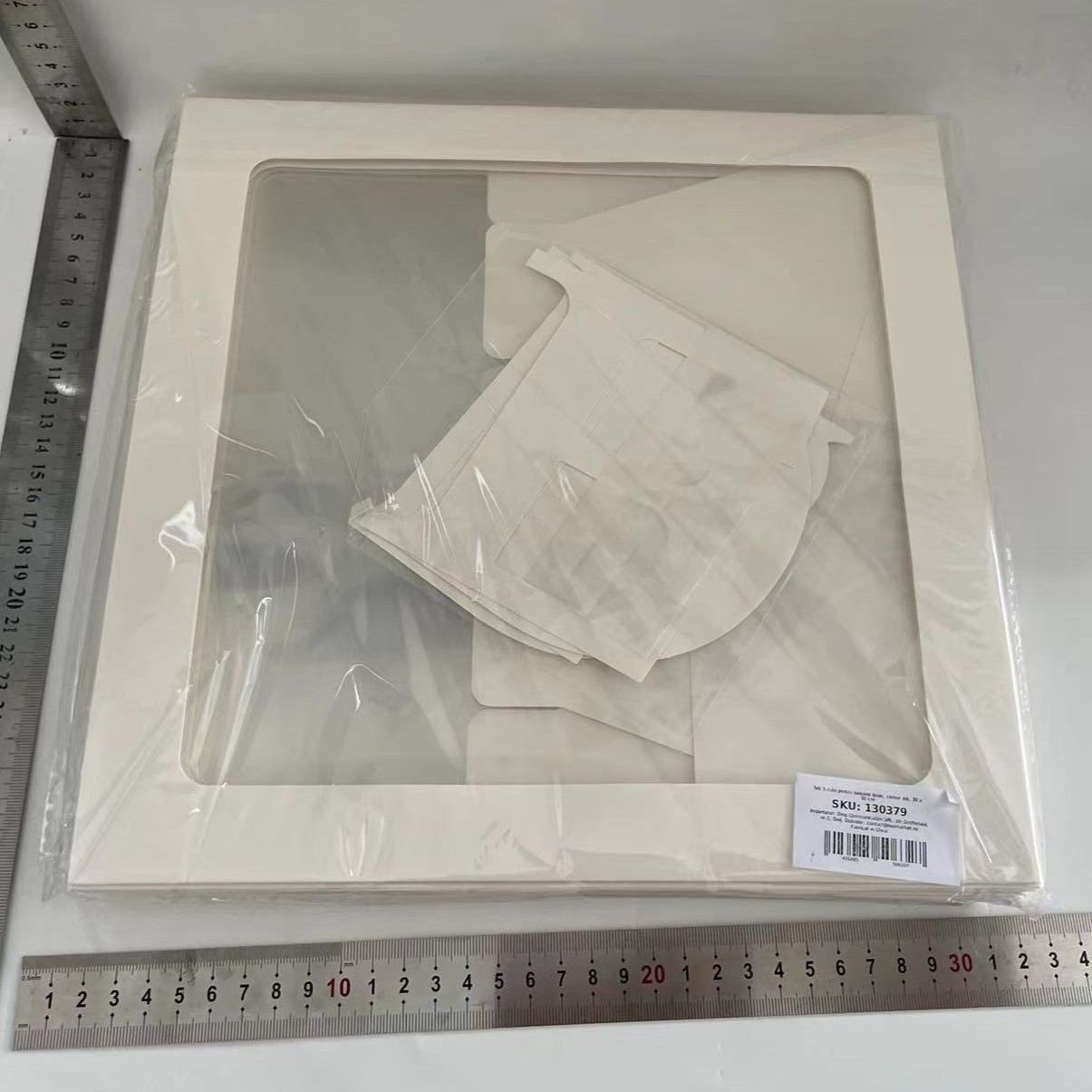 Set 5 Cutii pentru Baloane, , Model Scris Bride, Tematica Nunta, Cuburi Decorative din Plastic, Accesorii pentru Petrecere, 30 x30 cm, Transparente Contur Alb [7]