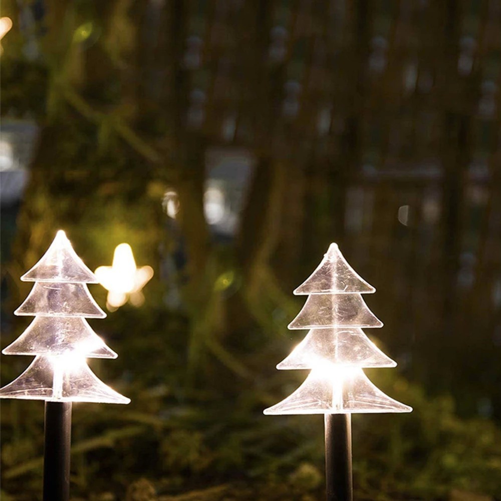Set 5 Lampi LED cu baterii, de exterior Model Brad, pentru gradina, , 35.5 cm, Alb Cald [5]
