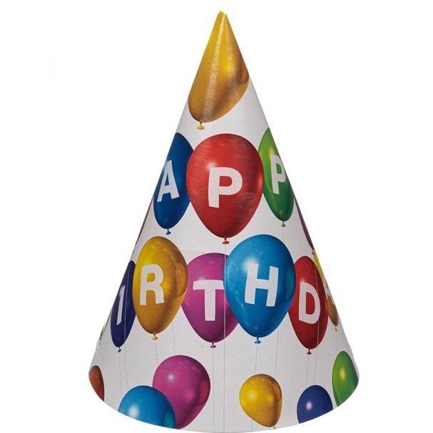 ✨TOATE PRODUSELE✨ - Set 6 Coifuri, , Petrecere Copii, din Carton, 20 x 13.5 cm, Model 6 Happy Birthday, Multicolor