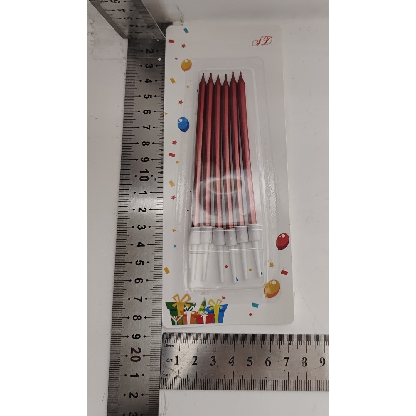 Set 6 Lumanari de Tort, , din Parafina, 11 x 0.4 cm, Lucioase, Rosu [4]