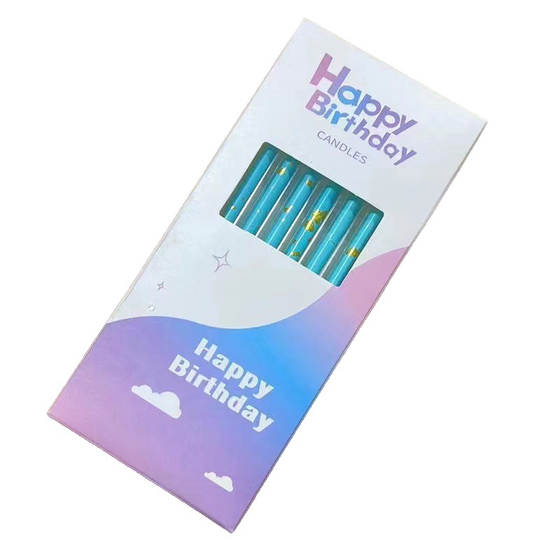 ✨TOATE PRODUSELE✨ - Set 6 Lumanari Lungi, , din Parafina, 10 x 0.5 cm, Happy Birthday, Albastru