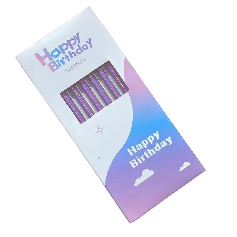 ✨TOATE PRODUSELE✨ - Set 6 Lumanari Lungi, , din Parafina, 10 x 0.5 cm, Happy Birthday, Mov