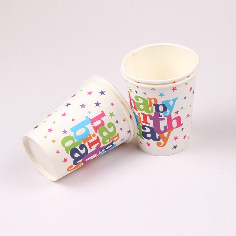 Set 6 Pahare, , Imprimeu Happy Birthday, din Carton, 7.5 x 7.8 cm, Multicolor [1]