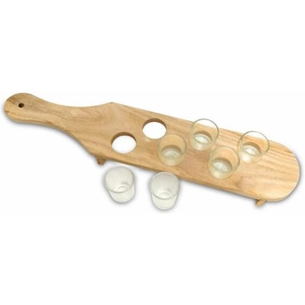 ✨TOATE PRODUSELE✨ - Pahare Shot din Sticla, , Set 6 pahare pentru Shot cu Suport din Lemn, Design Rustic, 41 x 8.5 x 6 cm, Model 2, Maro