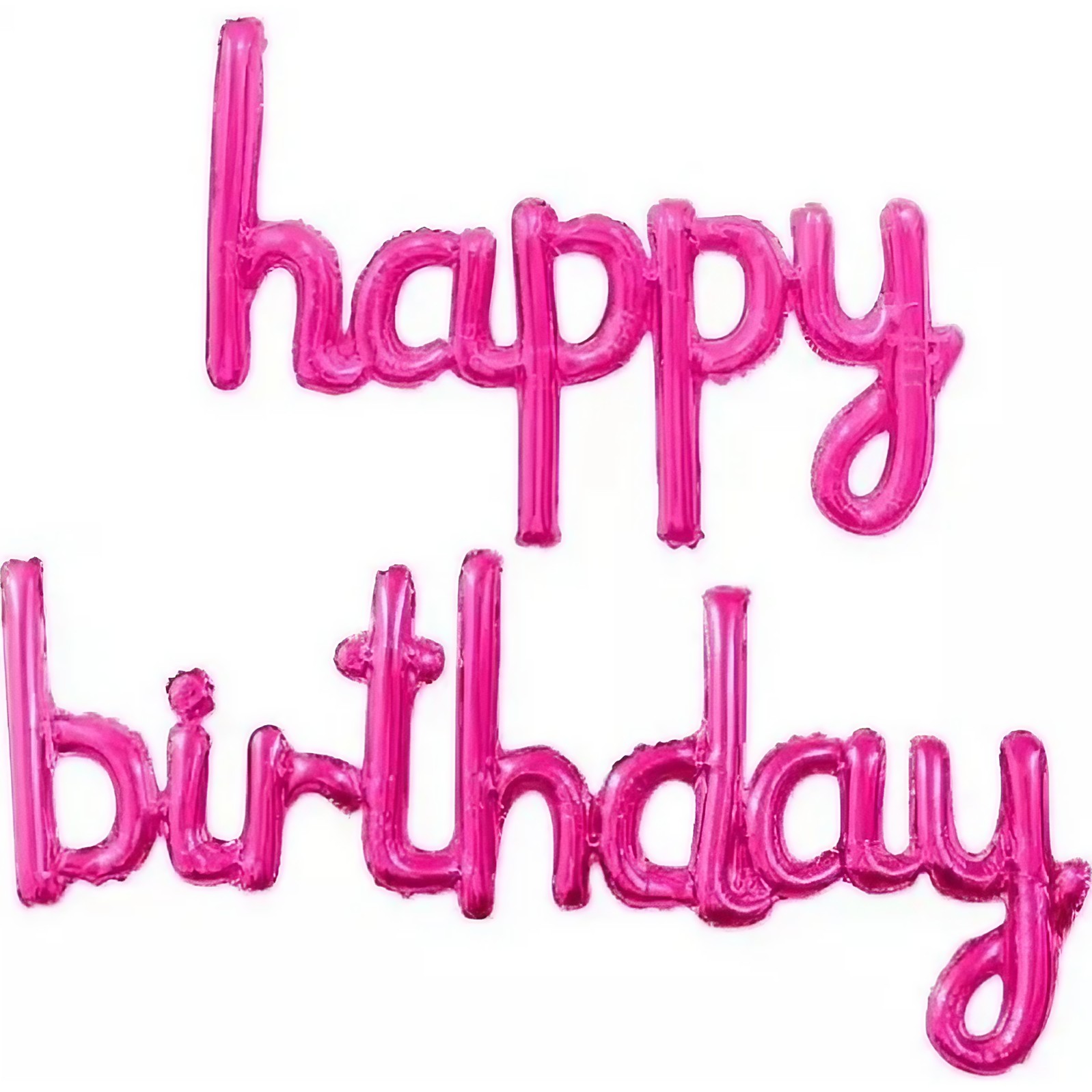 Seturi Baloane Folie - Set Baloane din Folie Metalizata, , Model Happy Birthday, 45x85 cm, 45x124cm, Baloane Party, Ambalaj Individual, Pai Inclus, Umflare cu Aer sau Heliu, Roz