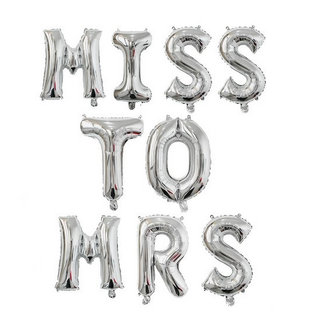 ✨TOATE PRODUSELE✨ - Set Baloane din Folie Metalizata, , Model Scris Miss to Mrs, Litere de 40 cm, Tema Iubire, Baloane Party, Ambalaj Individual, Pai Inclus, Umflare cu Aer sau Heliu, Argintiu