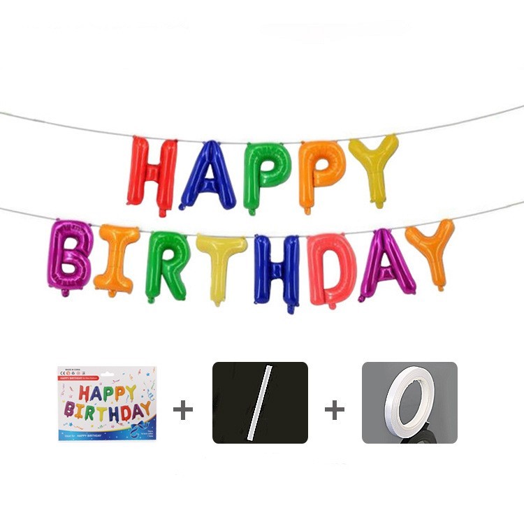 Set 13 Baloane Folie, , Tip Ghirlanda, Model Happy Birthday, 40 cm, Multicolor [3]