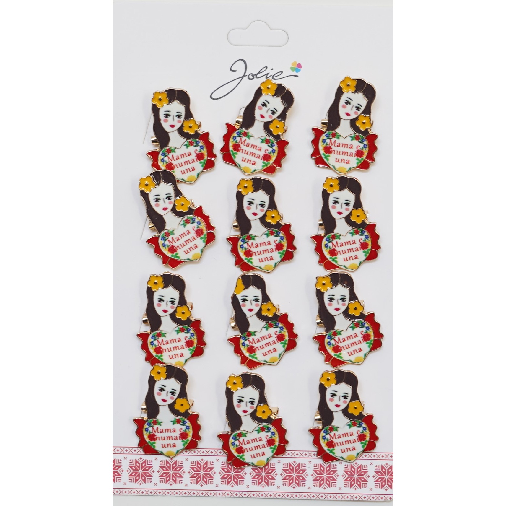 Set 12 Brose Martisor Primavara cu Mesaj Mama e Numai Una [1]