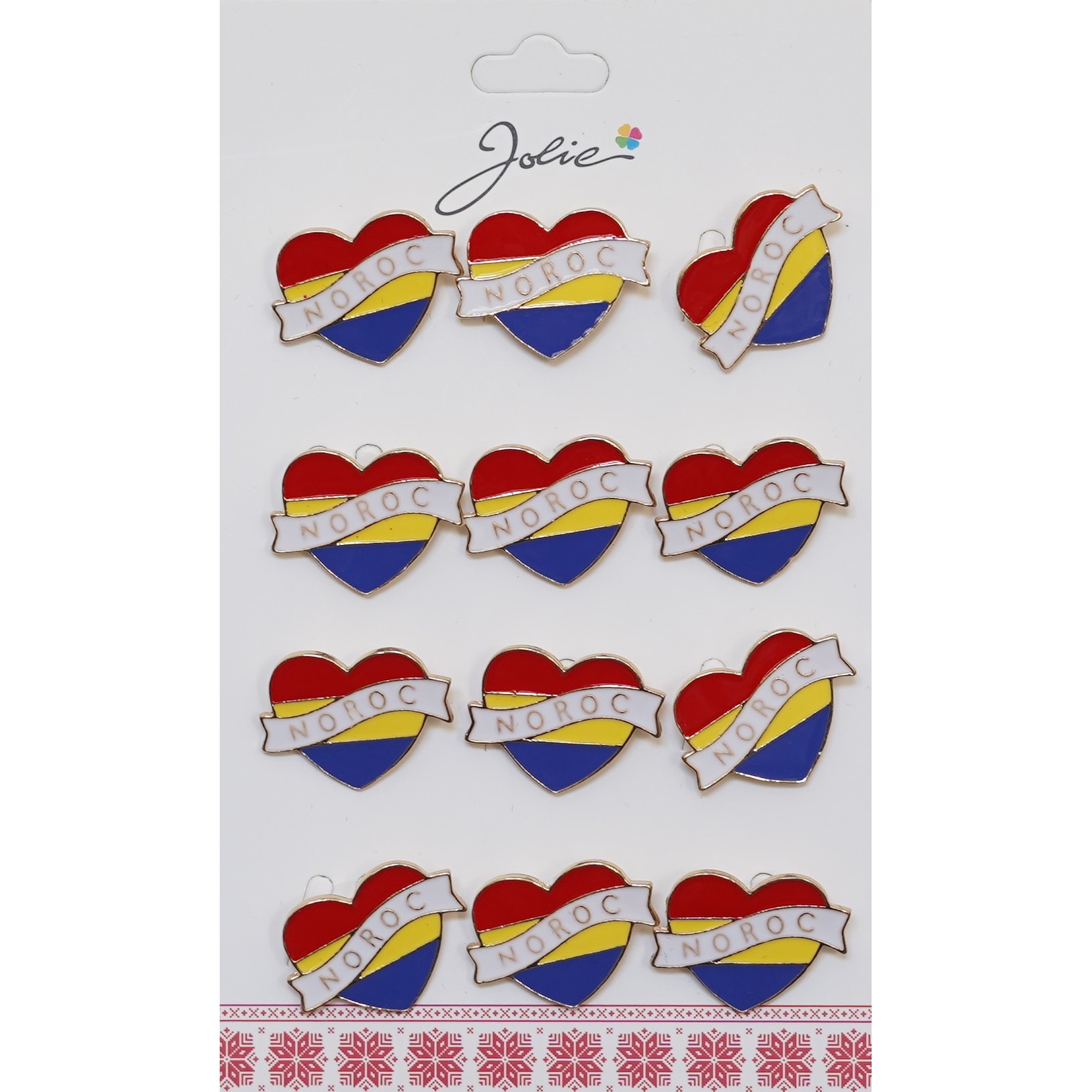 ✨TOATE PRODUSELE✨ - Set 12 Brose Martisor Primavara Inima Tricolor cu Mesaj Noroc