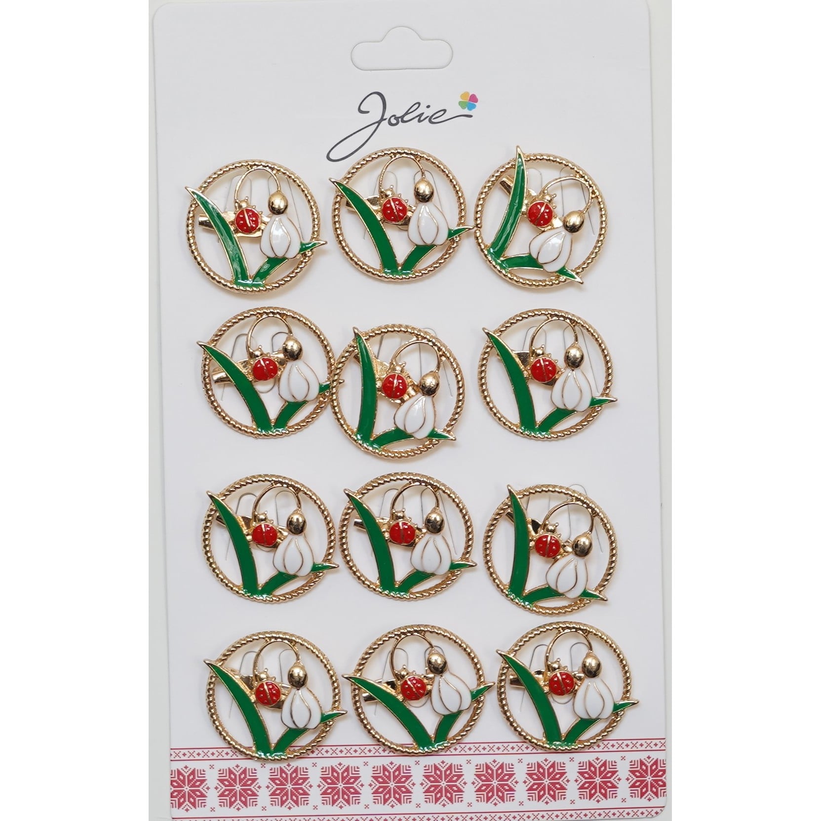 ✨TOATE PRODUSELE✨ - Set 12 Brose Martisor Primavara Ghiocel cu Buburuza in Cerc