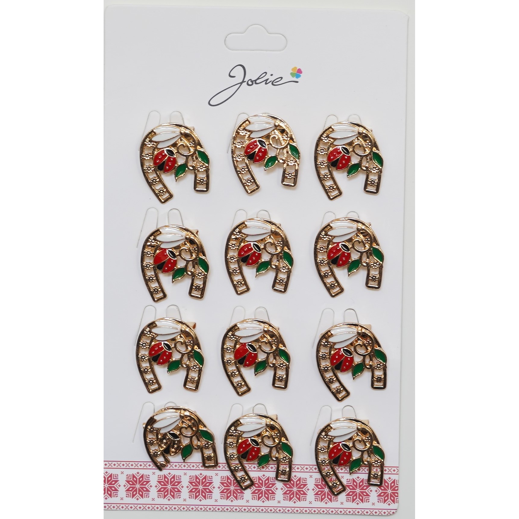 ✨TOATE PRODUSELE✨ - Set 12 Brose Martisor Primavara Potcoava cu Buburuza si Ghiocel