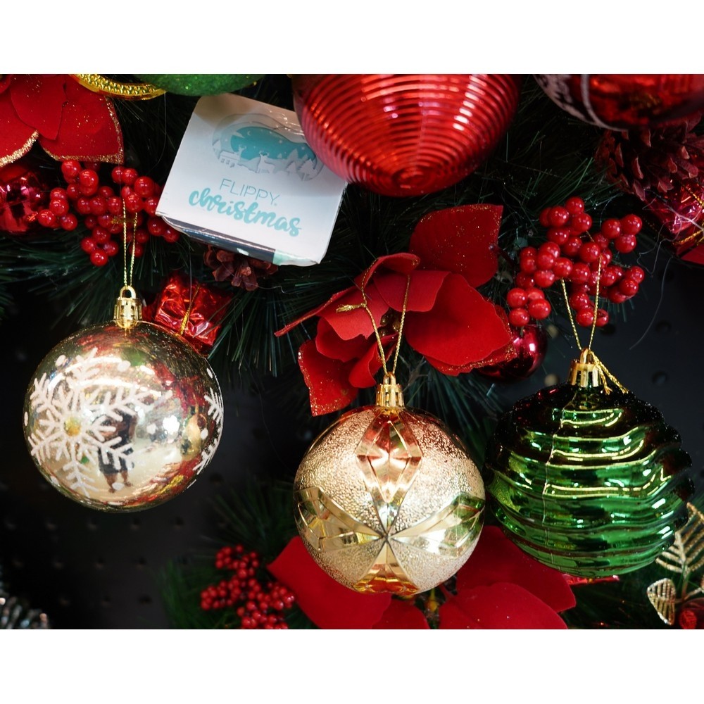 Set de 24 ornamente de brad, , de tip Glob, Multicolor, cu ø de 8 cm, din plastic, cu finisaj sclipitor , cutie 19 cm lungime x 42 cm inaltime x 19 cm adancime [9]