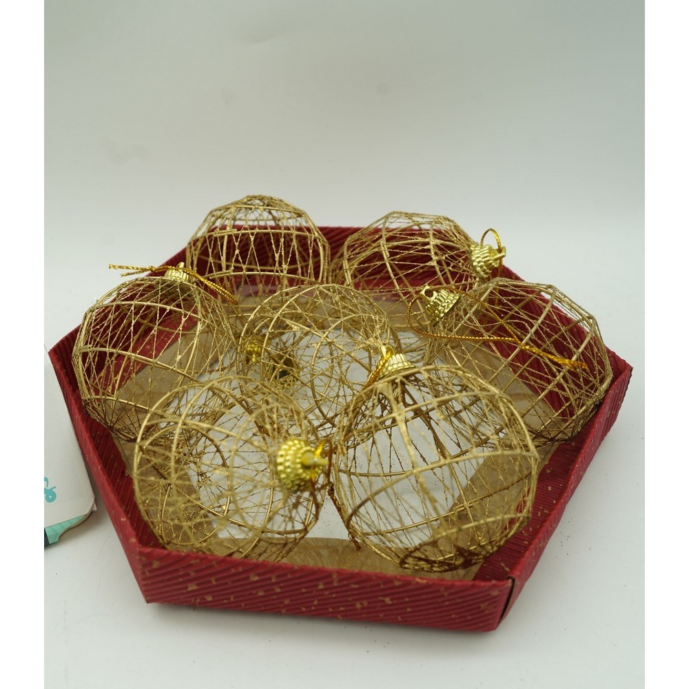Set de 28 ornamente de brad, , de tip Glob, Rosu/ Auriu, din polistiren, cu finisaj sclipitor , cutie 18 cm adancime x 22 cm inaltime x 18 cm lungime) [10]