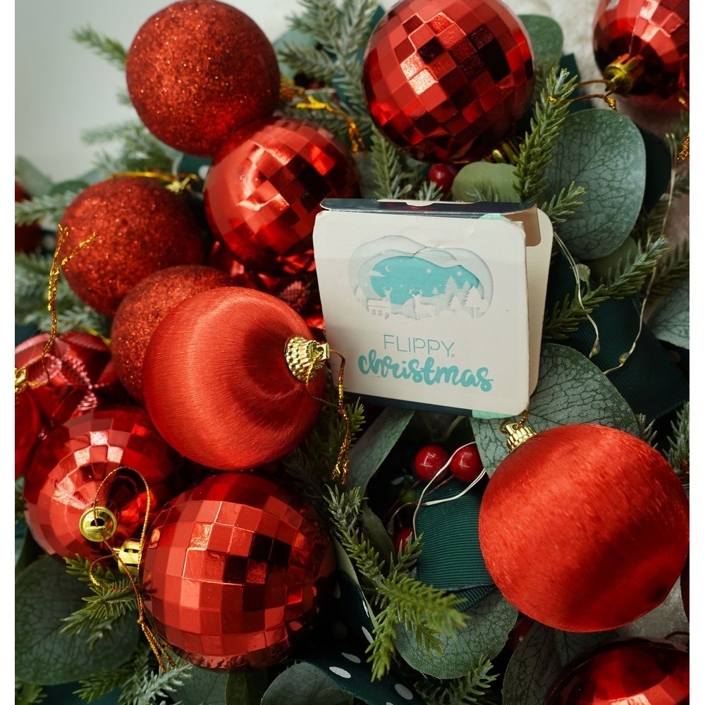 Set de 28 ornamente de brad, , de tip Glob, Rosu, din polistiren, cu finisaj sclipitor , cutie 18 cm adancime x 22 cm inaltime x 18 cm lungime) [7]