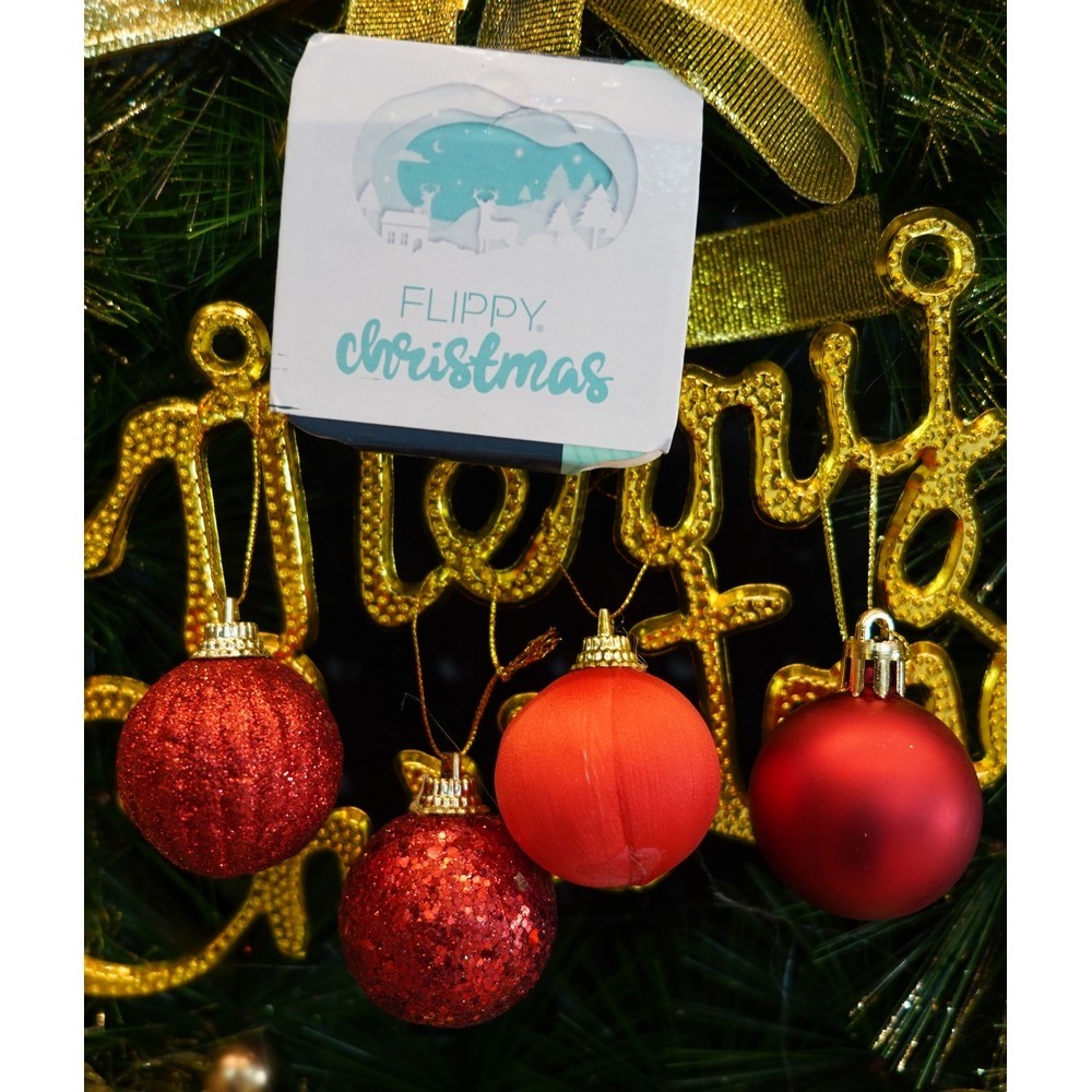 Set de 35 ornamente de brad, , de tip Glob, Rosu, din polistiren, cu finisaj sclipitor , cutie 11 cm adancime x 19 cm inaltime x 11 cm lungime) [9]