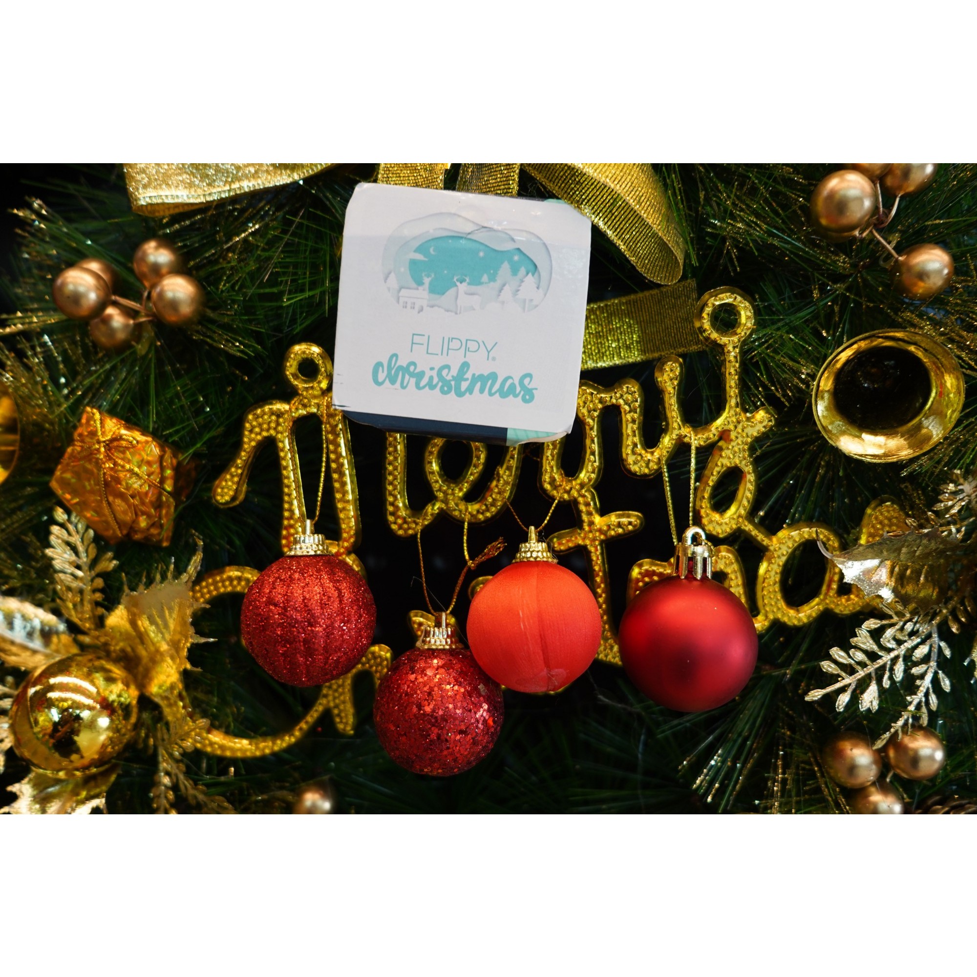 Set de 35 ornamente de brad, , de tip Glob, Rosu, din polistiren, cu finisaj sclipitor , cutie 11 cm adancime x 19 cm inaltime x 11 cm lungime) [4]