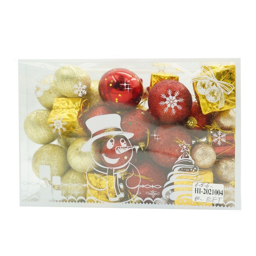 Ornamente Brad - Set de 45 ornamente de brad, , de tip Glob, , din polistiren, cu finisaj sclipitor , cutie 8 cm adancime x 24 cm lungime x 16 cm inaltime