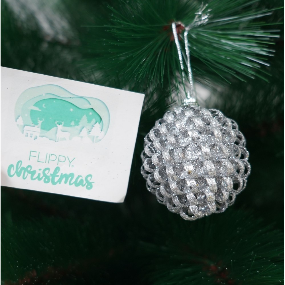 Set de 6 ornamente de brad, , de tip Glob, Multicolor, cu ø de 6 cm, din metal, cu finisaj sclipitor , cutie 6 cm adancime x 34 cm lungime x 6 cm inaltime [7]