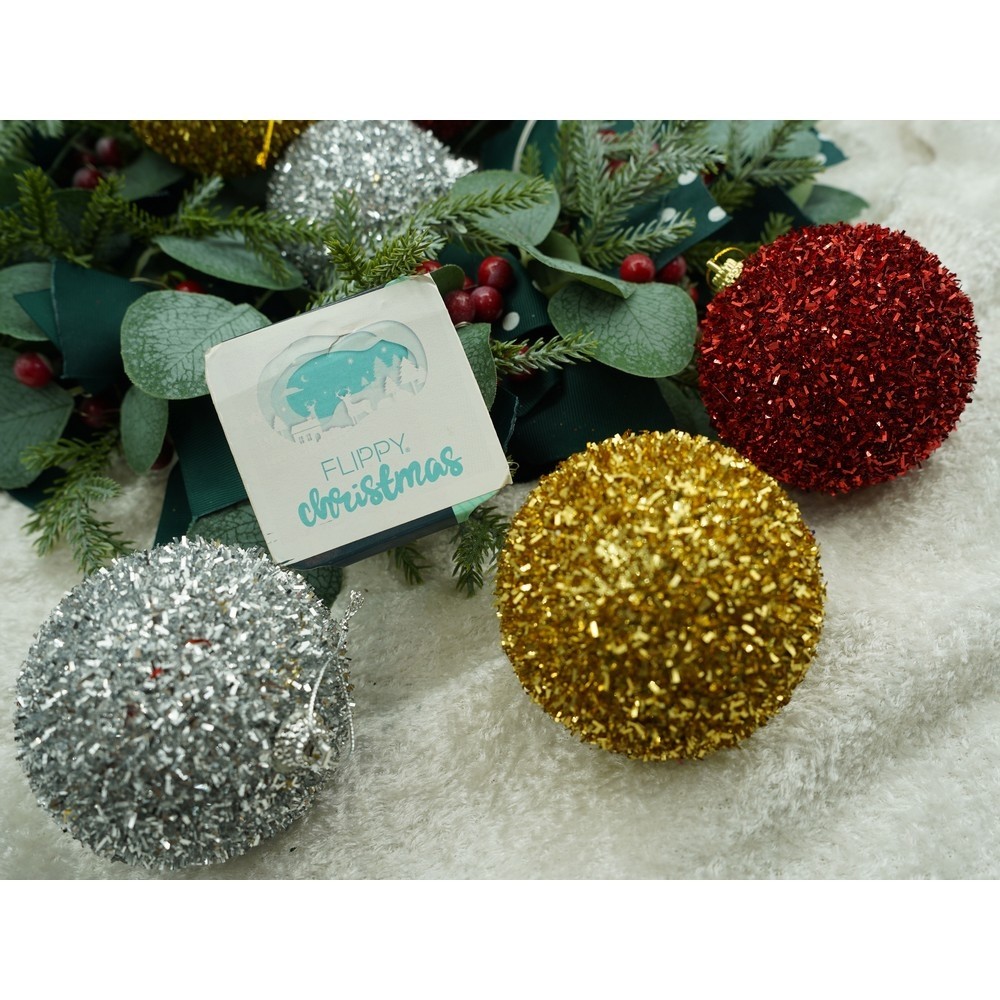 Set de 6 ornamente de brad, , de tip Glob, Multicolor, cu ø de 8 cm, din polistiren, cu finisaj sclipitor , cutie 16 cm inaltime x 24 cm lungime x 8 cm adancime [7]