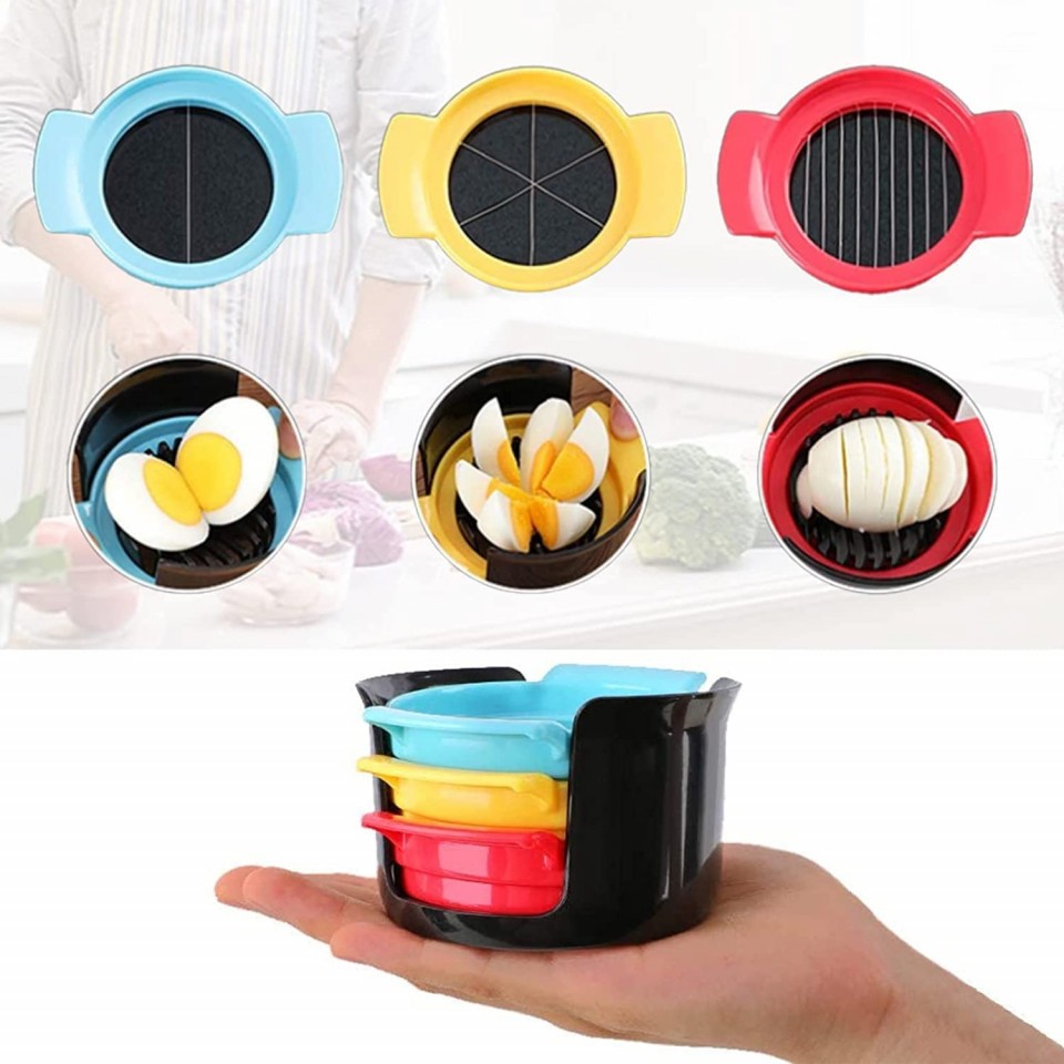 Set feliator 3 in 1 multifunctional , feliatoare pentru oua/fructe, PP/otel inoxidabil, multicolor, 9 x 10.5 x 5.5 cm [4]