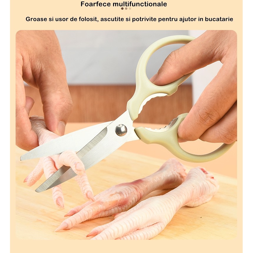 Set foarfeca pentru bucatarie , curatator legume tip suport, multifunctional, spargator nuci, material ABS si otel inoxidabil, maner ergonomic, 16.8 x 7.8 x 1 cm, verde [4]