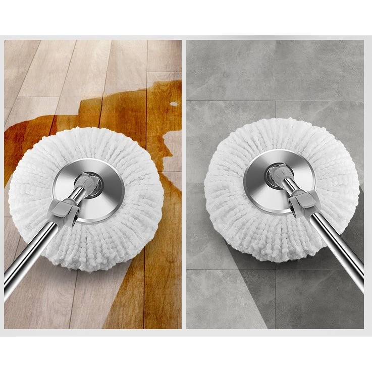 Set Galeata cu Pedala si Mop Rotativ 360°, , Cu Actiune Centrifuga x4, Pentru Uz Casnic, Maner din Otel Inoxidabil Telescopic, 2 Capte din Bumbac, 46x30x28 cm, Verde Matcha [11]