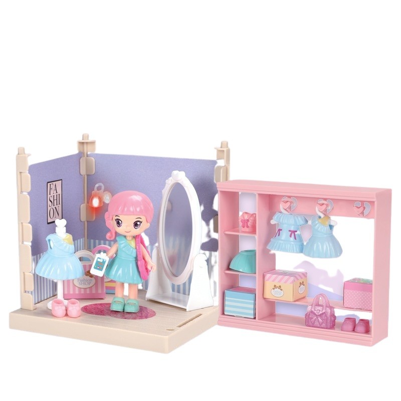 Jucarii si Jocuri - Set garderoba cu tinute, , casa de papusi cu haine si accesorii