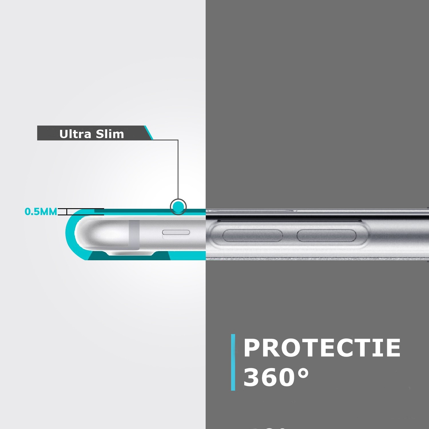 Set Husa si Folie de Protectie, , Compatibila cu Apple iPhone X, Full Cover 360°, Plastic + Sticla, Negru [21]