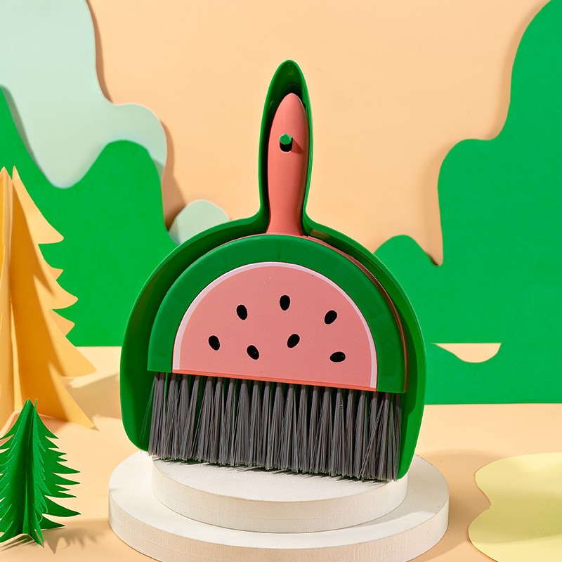 ✨TOATE PRODUSELE✨ - Set Mini Matura si Faras, , LITTLE CLEANER, Uz Casnic, pentru Birou, Bucatarie, Casa, Model Pepene Verde, 23 x 18 cm Roz-Verde