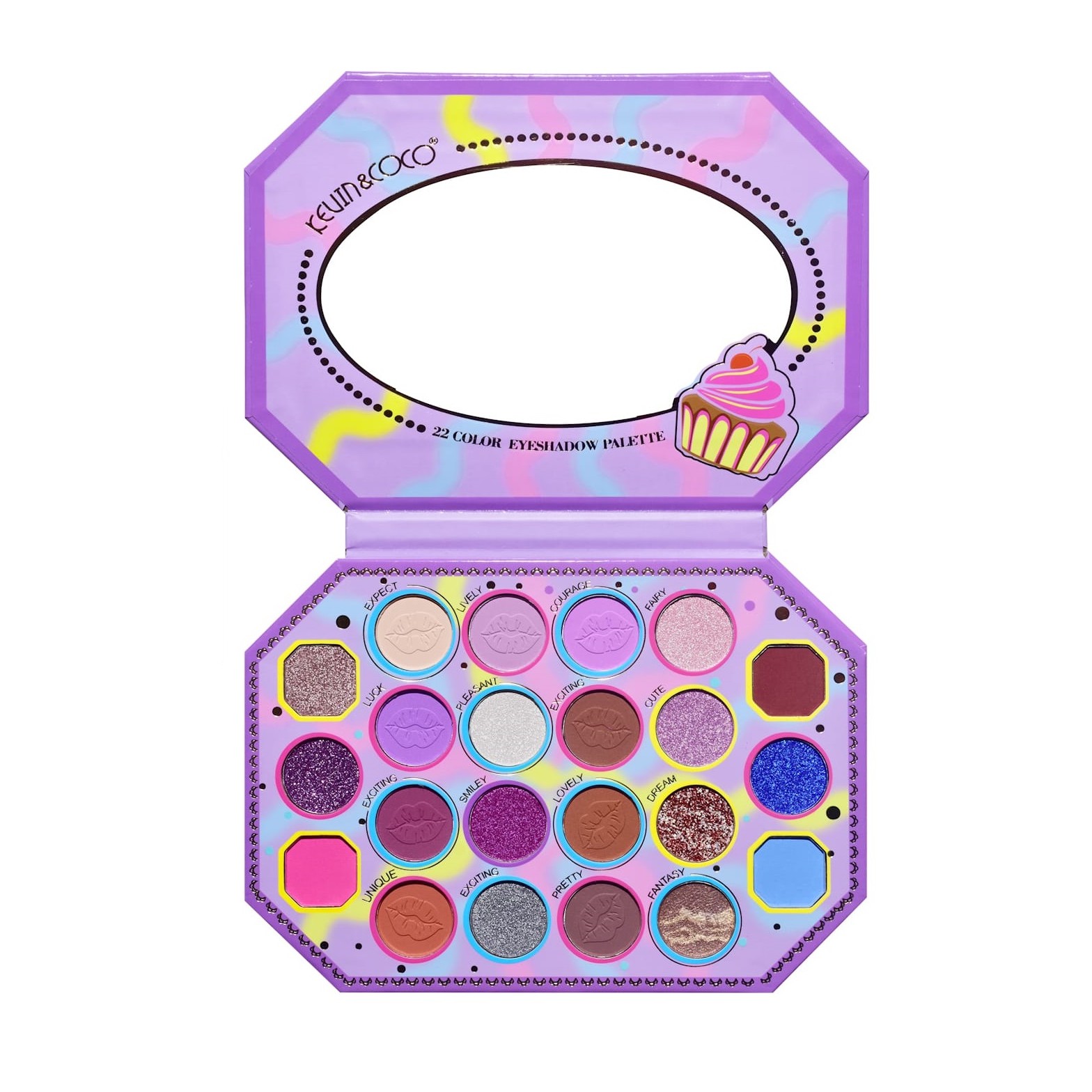 ✨TOATE PRODUSELE✨ - Paleta de Machiaj, KEVIN & COCO, Violet Ice Cream, Fard de Pleoape, 22 culori, 19 x 13.7 x 1.3 cm