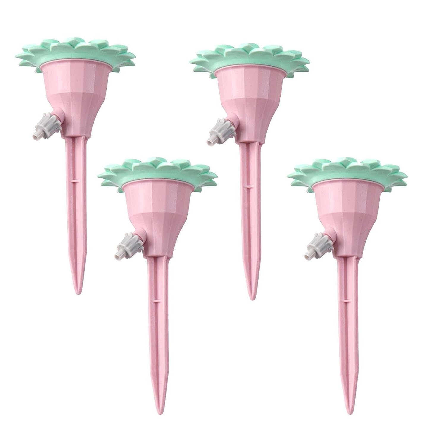 Maturi, Perii, Mopuri si Galeti - Set picuratoare cu valva pentru irigare , design floare, viteza reglabila, fixare prin infigere, practic, 16.8 x 9 cm, roz