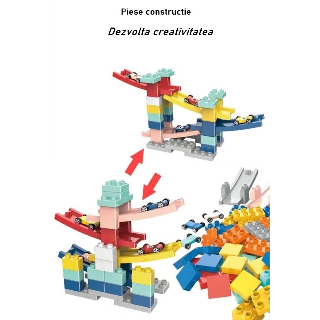 Set piese pentru constructie, , Rampa auto, 30 piese, Masinute incluse  [3]