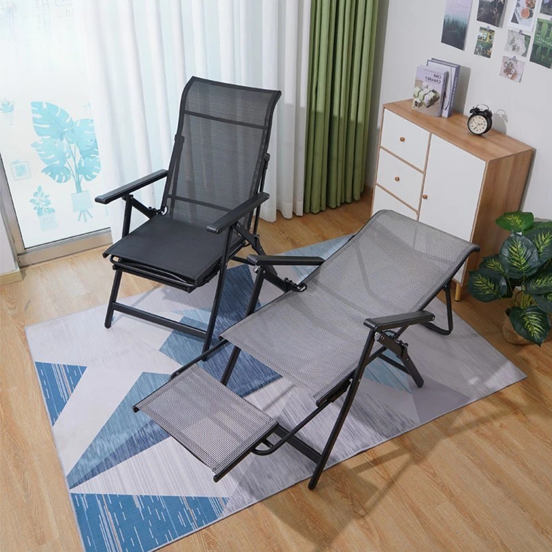 Scaun 2in1 de Gradina, , Sezlong, Suport Picioare, Pliabil, Cadru Metalic, Impermeabil, 47 x 110 x 46 cm, Negru [6]