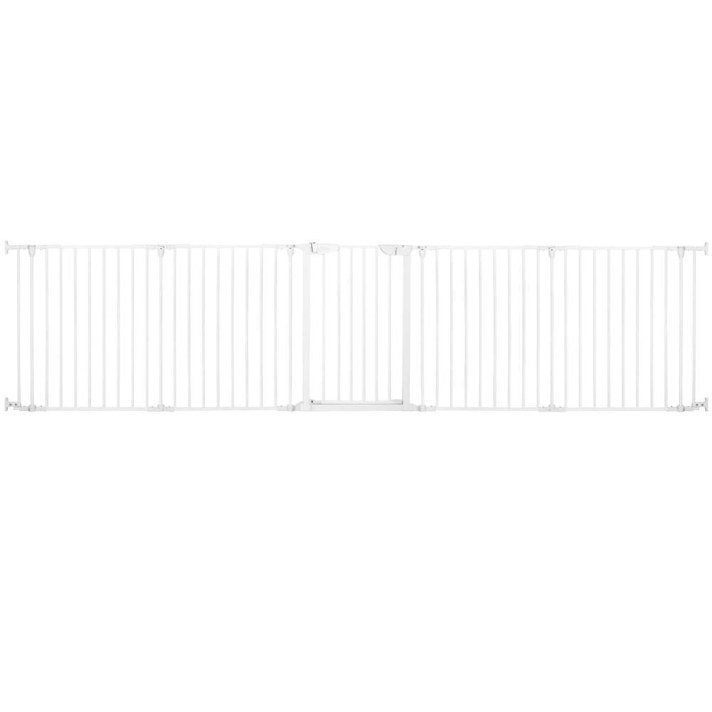 Bariera de protectie pentru copii, 318x75 cm, alba – 5 panouri, poarta cu blocare, montaj pe perete [13]