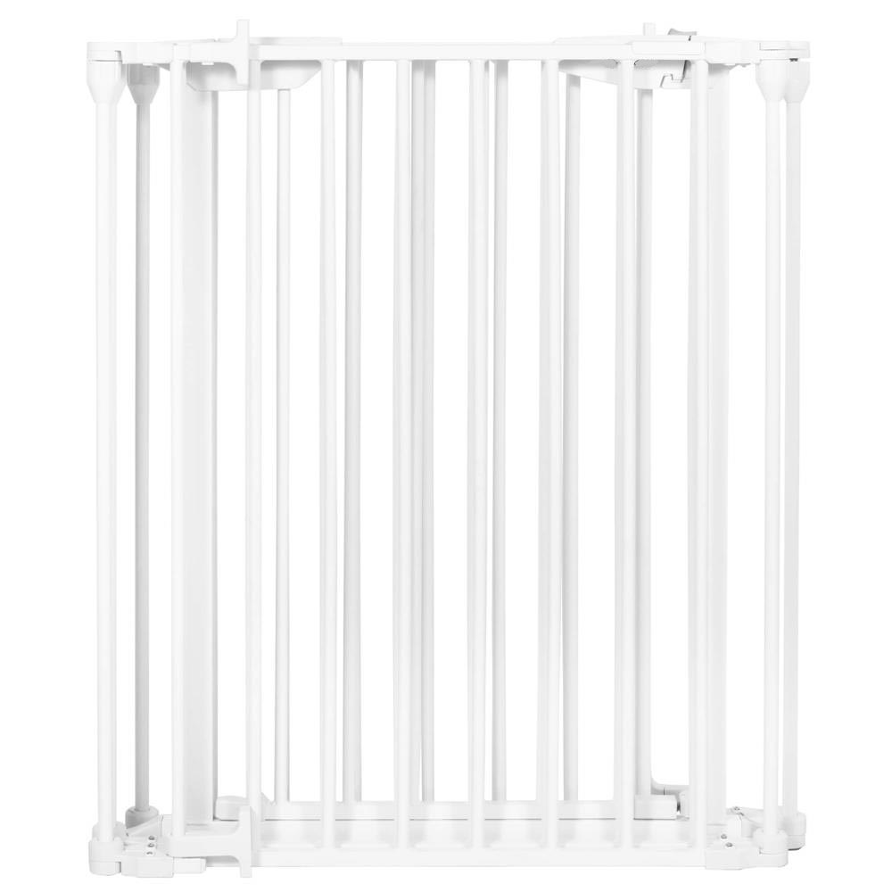 Bariera de protectie pentru copii, 318x75 cm, alba – 5 panouri, poarta cu blocare, montaj pe perete [8]